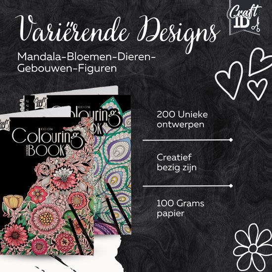 Arteza Kleurboeken voor volwassenen, Twee kleurboeken van 16,3 x 16,3 cm met fantasie- en dieren