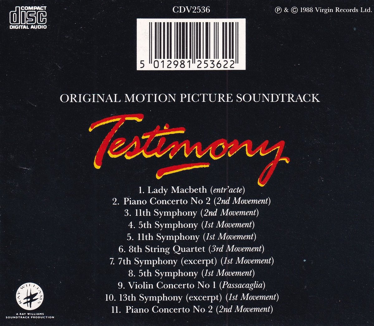 Testimony (Original Motion Picture Soundtrack), Dmitri Shostakovich