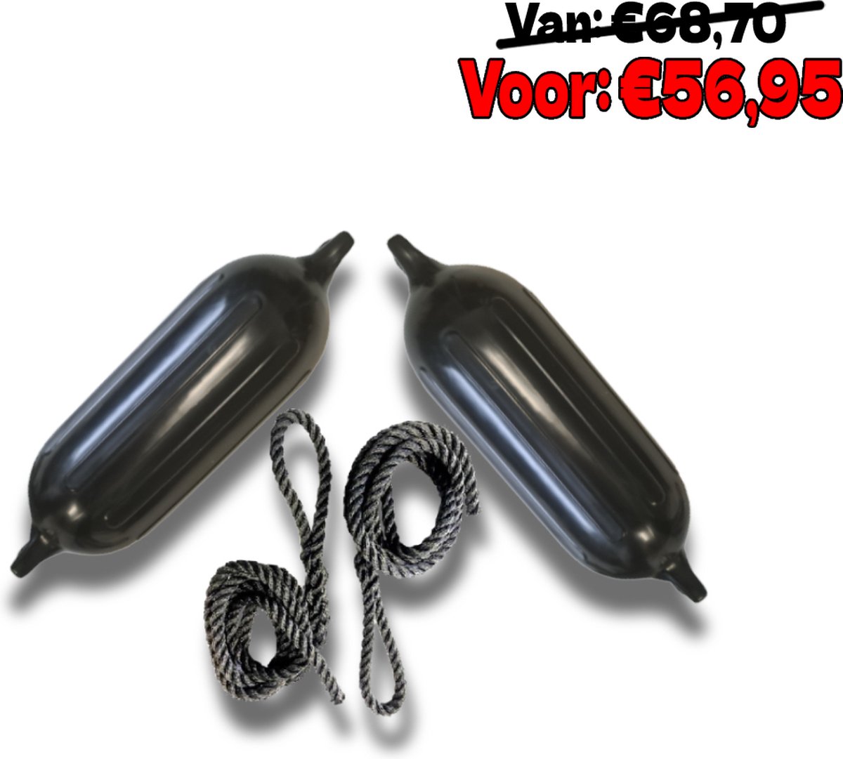 Fes Marine Fenderpack - 2 Stuks Boot Stootwillen 11x40cm Met Lijnen