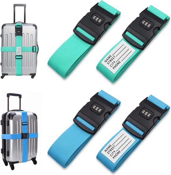 Travely® Hoogwaardige kofferriem, bijzonder opvallend en veilig, inclusief 2 naamkaartjes, bagageband ideaal kruislings, 2-delige set, geel Travely® Hoogwaardige kofferriem, bijzonder opvallend en veilig, inclusief 2 naamkaartjes, bagageband ideaal kruislings, 2-delige set, geel