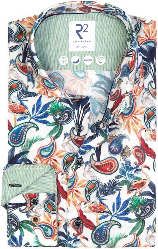 R2 Overhemd Paisley Multicolour - Maat 43 - Heren - Overhemden Casual
