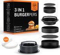 NP Goods – Hamburgerpers 3 in 1 inclusief 100 vellen wax papier – Burger Press – BBQ Accesoires – Hamburgermaker – Kookgerei