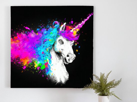 Rainbow tinted unicorn burst | Rainbow-Tinted Unicorn Burst | Kunst - 80x80 centimeter op Dibond | Foto op Dibond - wanddecoratie schilderij