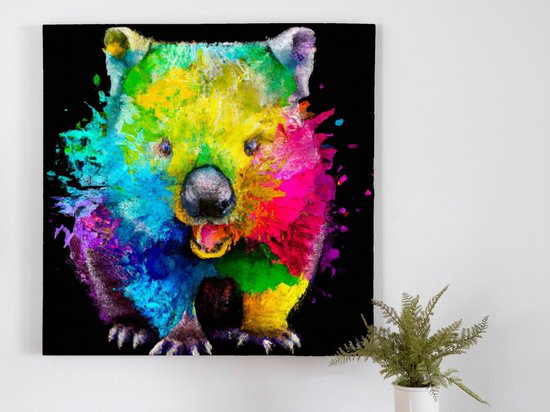 Explosive wombat hues | Explosive Wombat Hues | Kunst - 60x60 centimeter op Canvas | Foto op Canvas - wanddecoratie schilderij