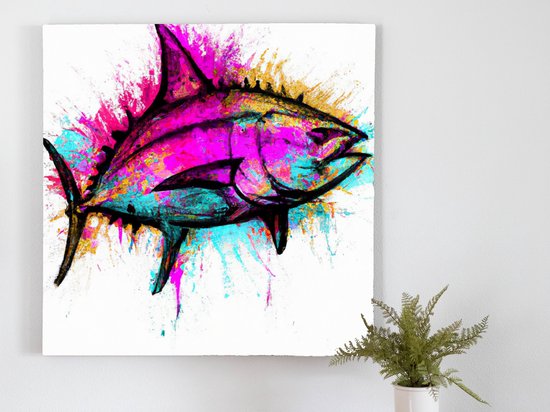 Tuna Technicolor Explosion kunst - 100x100 centimeter op Canvas | Foto op Canvas - wanddecoratie