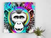 Monkey Color Circle kunst - 100x100 centimeter op Canvas | Foto op Canvas - wanddecoratie