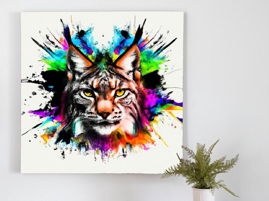 Linke lynx | Linke lynx | Kunst - 60x60 centimeter op Canvas | Foto op Canvas