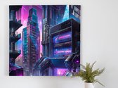 Exploring the Bizarre Architecture of a Cyber City Highest Towers kunst - 40x40 centimeter op Canvas | Foto op Canvas - wanddecoratie