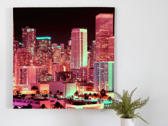 Everyone: Miami! Miami: kunst - 100x100 centimeter op Canvas | Foto op Canvas - wanddecoratie