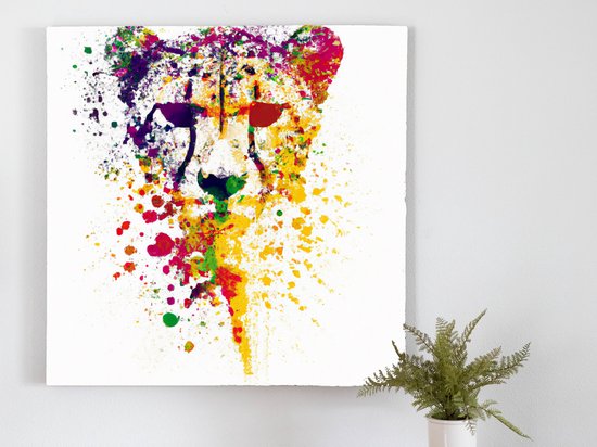 Fiery cheetah burst | Fiery Cheetah Burst | Kunst - 40x40 centimeter op Canvas | Foto op Canvas