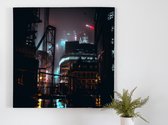 Cyber city industrie | Cyber City Industrie | Kunst - 40x40 centimeter op Canvas | Foto op Canvas - wanddecoratie schilderij