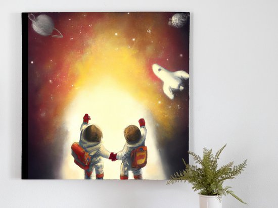 Look at that star which one | Look at that star! Which one? | Kunst - 60x60 centimeter op Canvas | Foto op Canvas - wanddecoratie schilderij