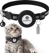 Kattenhalsband Airtag met Adreskoker kat & Veiligheidssluiting - Halsband kat & kitten - Kattenbandje met belletje - Reflecterend - Zwart - Airtag Houder & Adreskoker - Voor grote & kleine katten