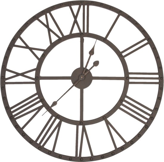 HAES DECO - Grande Horloge Murale 70 cm Marron - Cadran Chiffres Romains -  Horloge... | bol.