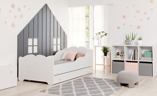 Lit enfant BABYDREAMS fée avec papillons avec tiroir et matelas