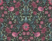 BLOEMEN EN VOGELS BEHANG | Botanisch & Dieren - zwart roze blauw groen - A.S. Création Maison Charme