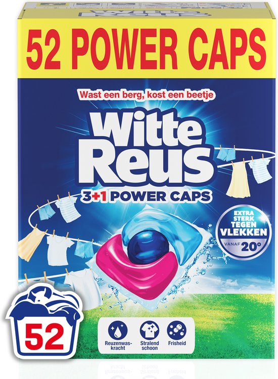 Witte Reus Power Caps - Wascapsules - Witte Was - Voordeelverpakking - 2 x 26 Wasbeurten