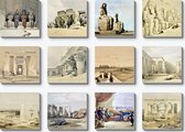 Egypte rond 1838 | 12 canvas fototegels 20x20cm | nagelloos makkelijk ophangen