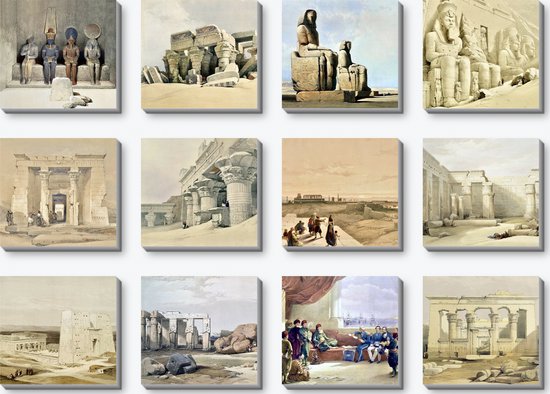 Egypte rond 1838 | 12 canvas fototegels 20x20cm | nagelloos makkelijk ophangen