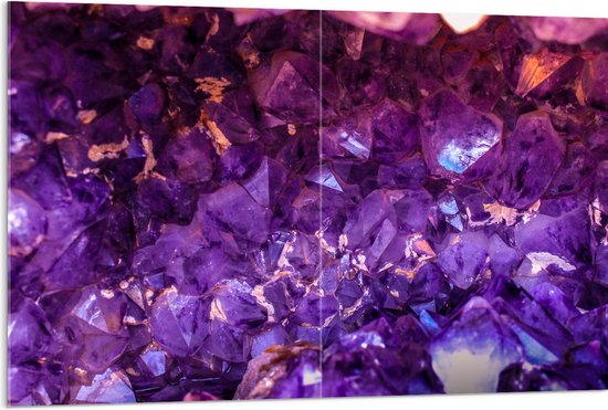 Acrylglas - Paarse Kristallen - 120x80 cm Foto op Acrylglas (Met Ophangsysteem)