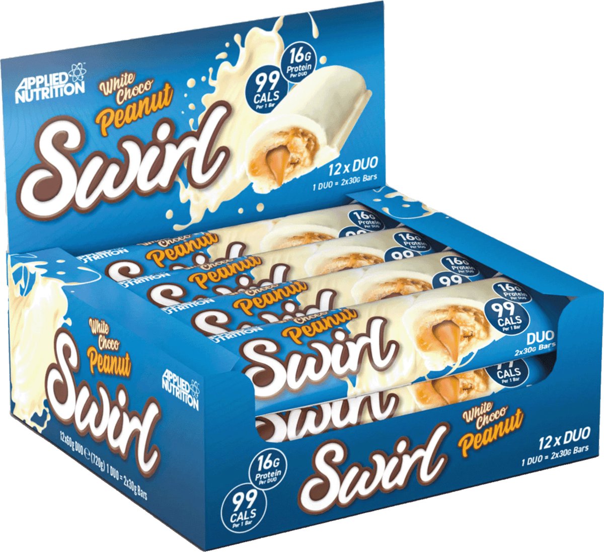 Swirl Duo Bar (White Choco Peanut - 12 x (2x30) gr) - APPLIED NUTRITION - Eiwitrepen - Energierepen - Sportvoeding