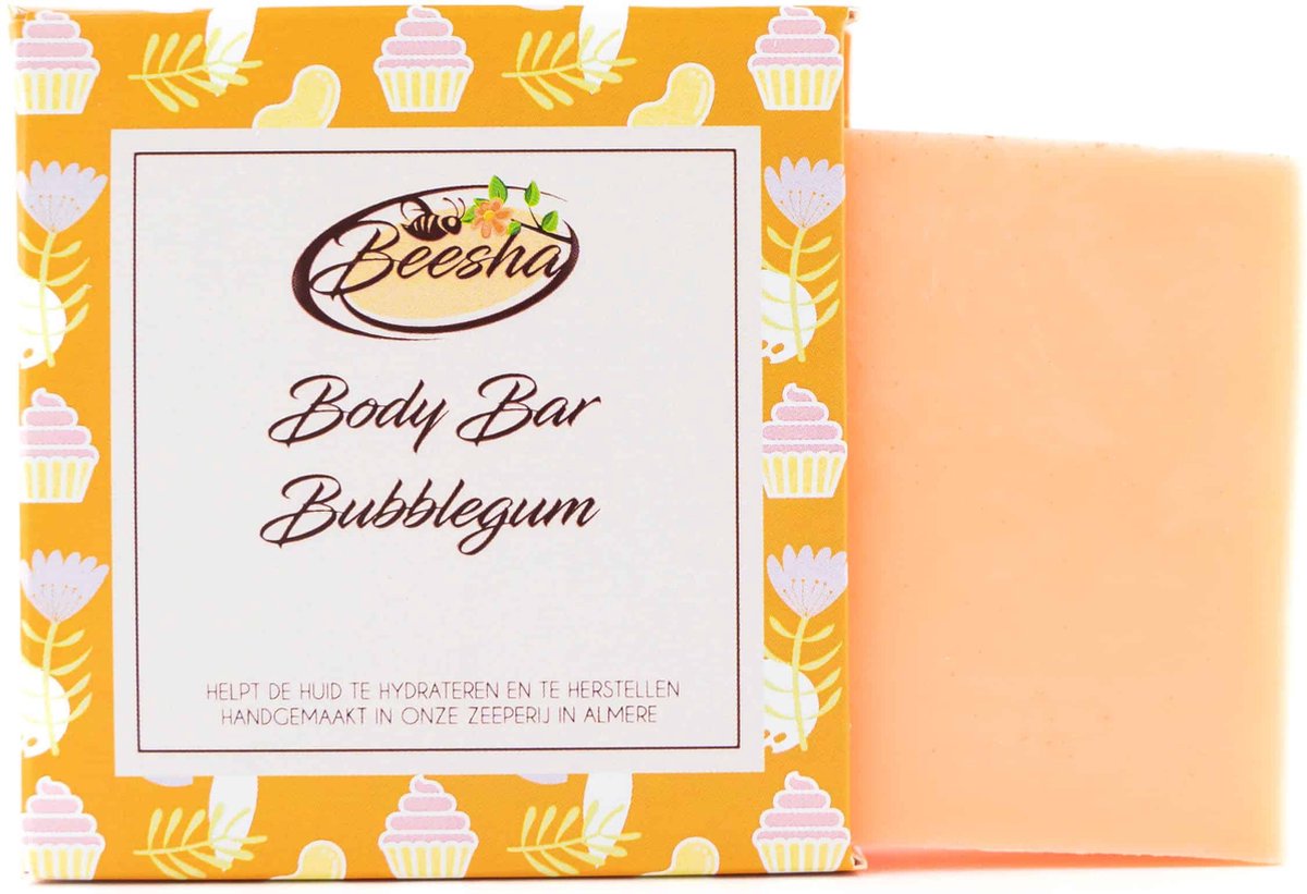 Beesha Body Bar Bubblegum | 100% Plasticvrije en Natuurlijke Verzorging | Vegan, Sulfaatvrij en Parabeenvrij