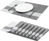 Set van 8 Placemats Antislip Wasbaar Vinyl PVC Hittebestendige Placemats voor Keukentafel 30*45cm Grijs