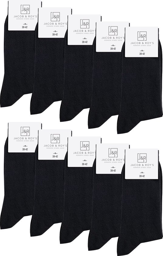 Jacob & Roy's 9 paires de Chaussettes noires - Homme - Taille 39-42 - Sans couture