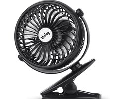 Mini Ventilator – Ventilator Met Clip – 3 Standen – Oplaadbare USB ventilator – Voor Kinderen EN Volwassenen – Ideaal voor Bureau/Loopband/Kinderwagen etc. – Zwart