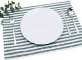 Placemat 4 stuks donkergroen/wit gestreept (kleur en design naar keuze) 33 x 45 cm - hoogwaardig vervaardigde placemats van 100% katoen in Scandinavische landhuisstijl
