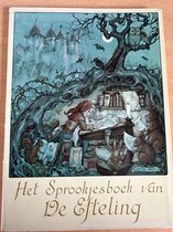 Het Sprookjesboek van De Efteling door Anton Pieck. Een sprookjesachtige illustratie met een kabouter, dieren en een kasteel.