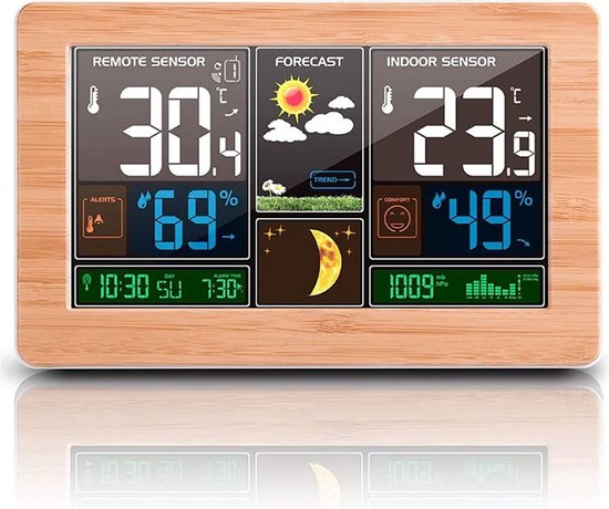 Station météo sans Fil Horloge de météo colorée numérique avec capteur  extérieur Thermomètre extérieur intérieur avec