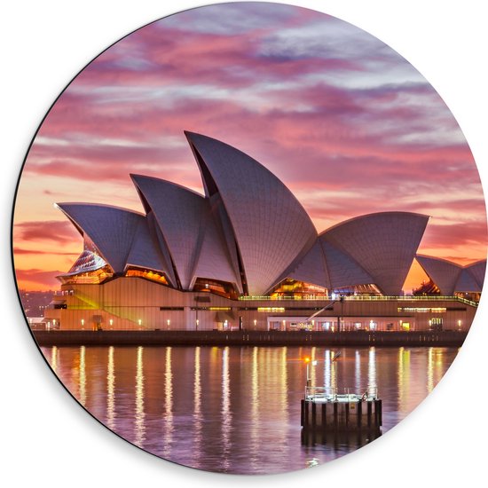 Dibond Muurcirkel - Sydney Opera House - Australië - 50x50 cm Foto op Aluminium Muurcirkel (met ophangsysteem)