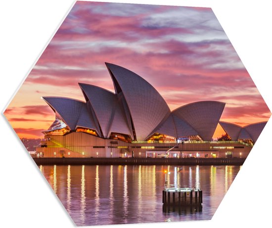 PVC Schuimplaat Hexagon - Sydney Opera House - Australië - 70x60.9 cm Foto op Hexagon (Met Ophangsysteem)