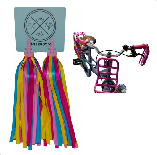 Entergoods® Stuurslingers - Fiets Versiering Kinderen - Stuurversiering Slingers - Handvat Streamers voor Meisjes - Vrolijke Franjes - 2 Stuks - 24 CM - Stuurslingers voor Kinderfiets