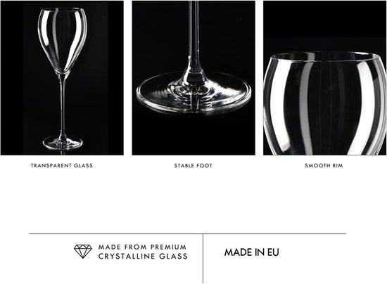 Verres à vin Rouge Perla 4 x 480 ml | Set de 4 Verres à vin | Cadeau de mariage | Résistant au lave-vaisselle | Glas cristallin | Verre sans Glas | Durable | Résistant aux rayures | Idée cadeau