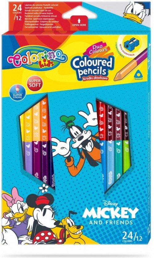 Colorino Disney Mickey Mouse And Friends Potloden 12 Stuks 24 Kleuren