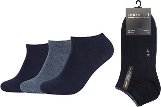 Camano Ca-soft Sneaker Sokken en enkelsokken Unisex 3 PACK 43-46 Marine Mix Naadloos en zonder knellende elastiek