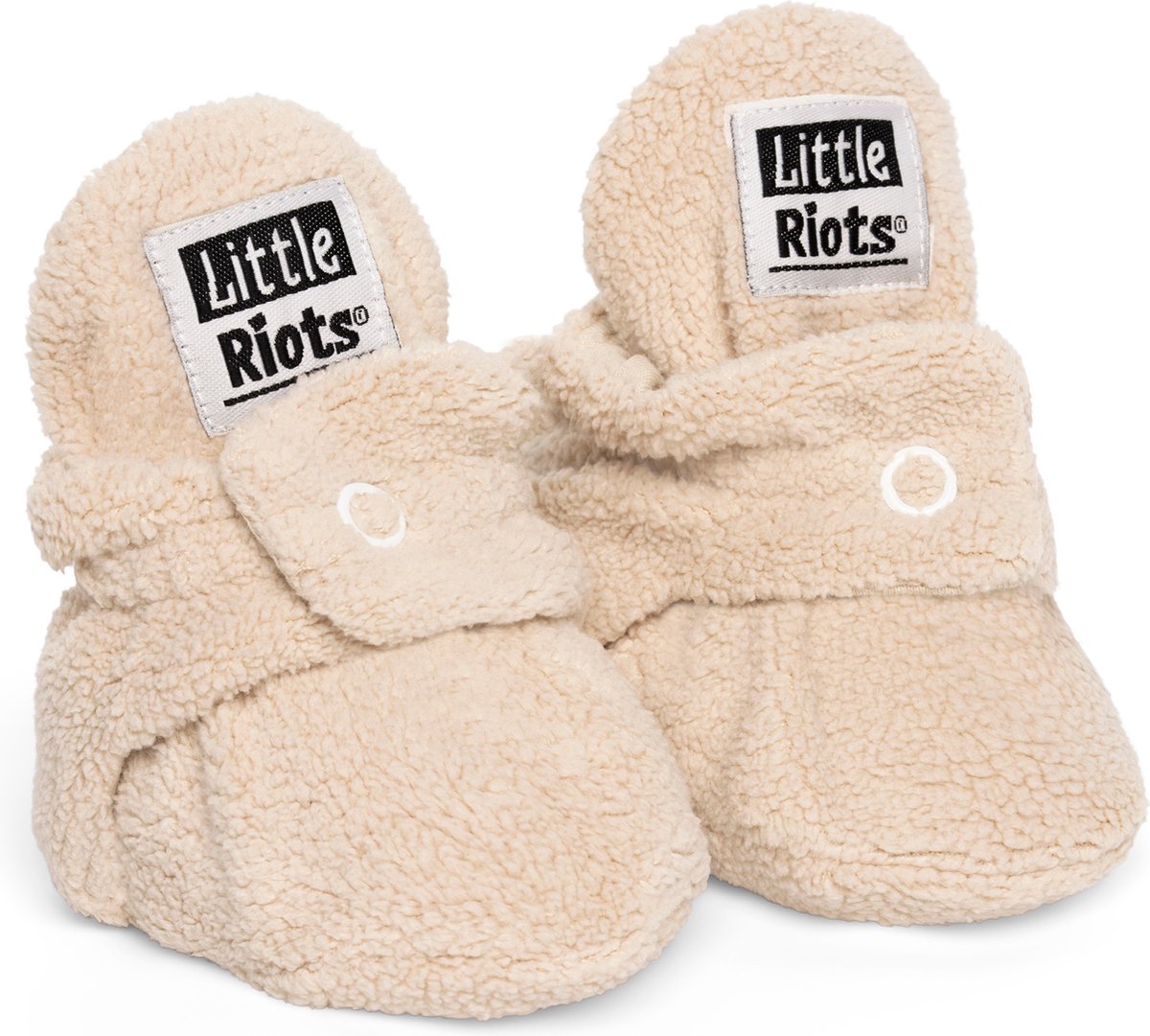 Little Riots - Babyslofjes - Fleece Original - Soft Beige - 3-6 Maanden (10cm) - Schoenmaat 16-17 - Little Riots