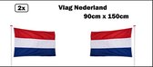 2x Vlag Nederland 90cm x 150cm - Koningsdag Holland Vlag Nederland thema feest EK WK