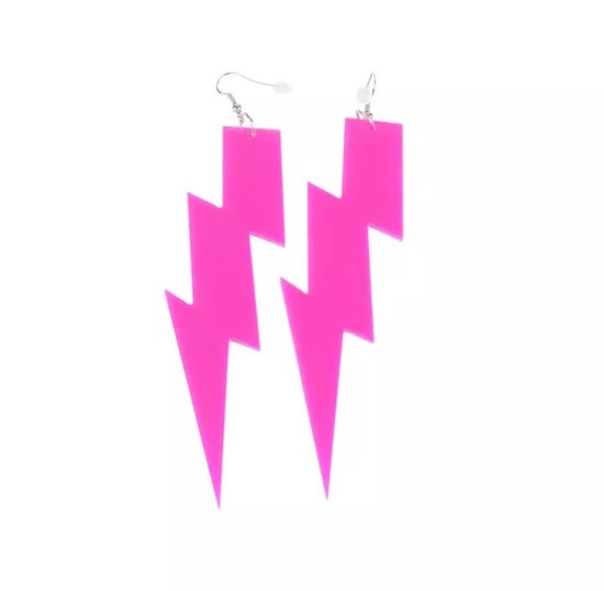 Akyol Oorbellen roze bliksemschicht- roze- oorbel- neon roze oorbellen-Sieraad bliksem neon oorbellen–roze oorbel -foute feest-foute party-carnaval-90s -90´s -dames-kleur-verjaardag-cadeau-neon roze oorbel voor meisje