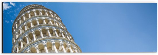 Dibond - Toren van Pisa vanaf onder - Italië - 60x20 cm Foto op Aluminium (Met Ophangsysteem)