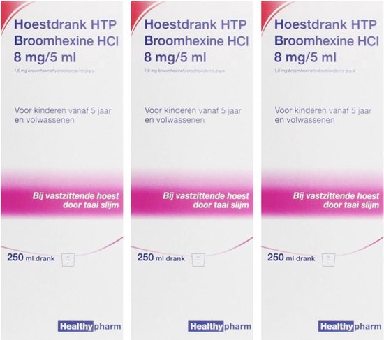 Healthypharm Hoestdrank Volwassen 8mg/5 ml - 3 x 250 ml