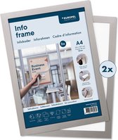 Europel wissellijst zelfklevend – Posterlijst – Magnetisch frame – A4 – 21 x 29,7 cm – Set van 2 stuks – Zilver