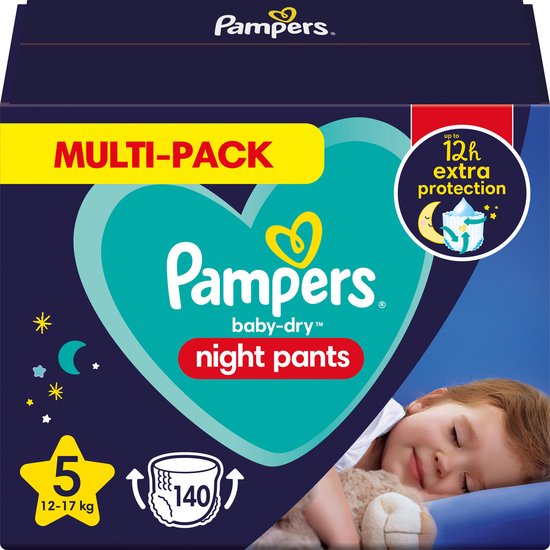 Pampers Night Pants - Maat 5 (12-17kg) - 140 Luierbroekjes - Multi-Pack Nachtluiers