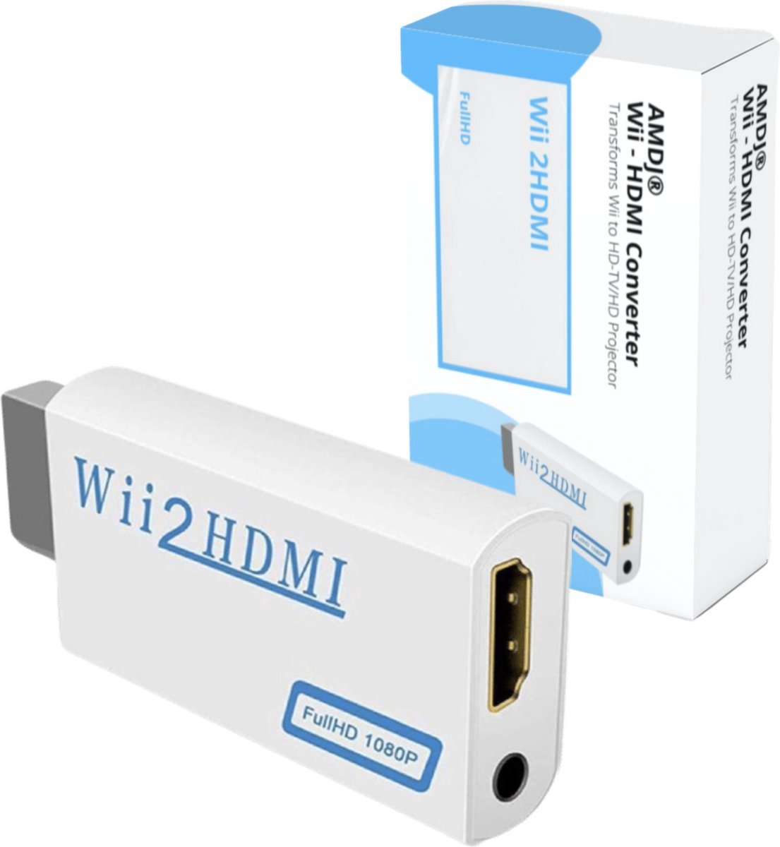 Adaptateur Wii vers Hdmi Convertisseur Wii vers Hdmi Convertisseur vidéo  Full Hd 1080p avec sortie jack audio 3,5 mm