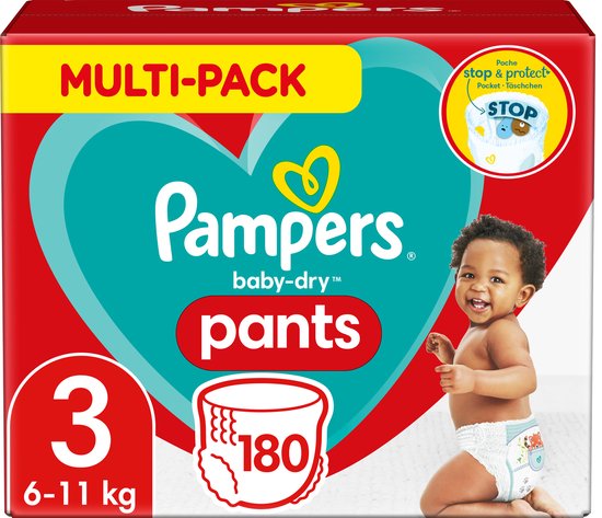Pampers Baby-Dry Pants T3 180 Couches-Culottes Faciles À Enfiler Pack 1 Mois  | bol.com