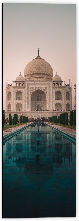 Dibond - Tai Mahal Moskee - India - 40x120 cm Foto op Aluminium (Wanddecoratie van metaal)