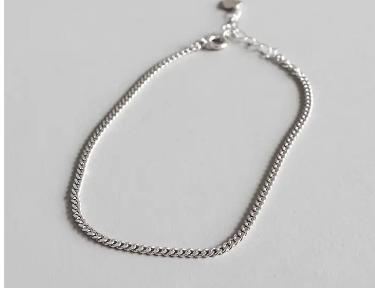 N3 Collecties 925 sterling zilver 2 mm dunne ketting minimalistische enkelbandje voor dames