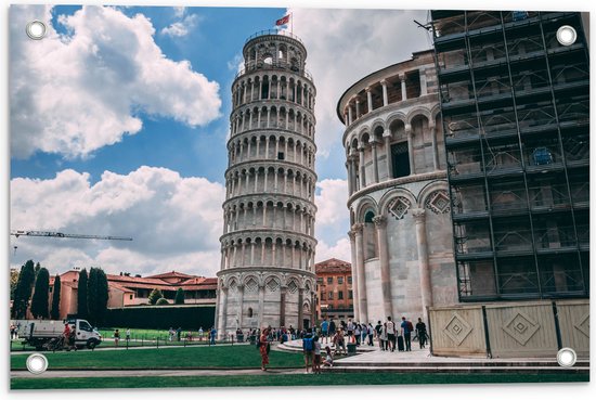 Tuinposter – Toren van Pisa - Italië - 60x40 cm Foto op Tuinposter (wanddecoratie voor buiten en binnen)